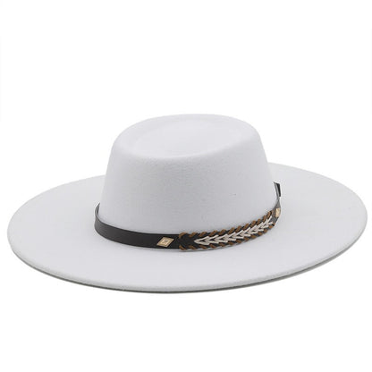 British Style Felt Fedoras Hats for Women9.5CM Wide Brim Men Formal Luxury Jazz Caps Bowler Wedding Dress Hat Chapeau Femme