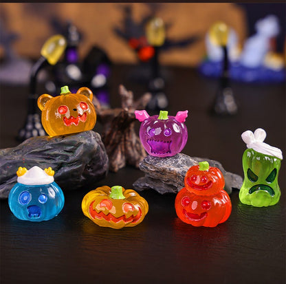 8/16/24pcs Luminous Halloween Micro Landscape Miniature Figurine Resin Craft Mini Fairy Garden Ornament Pumpkin Ghost Decoration