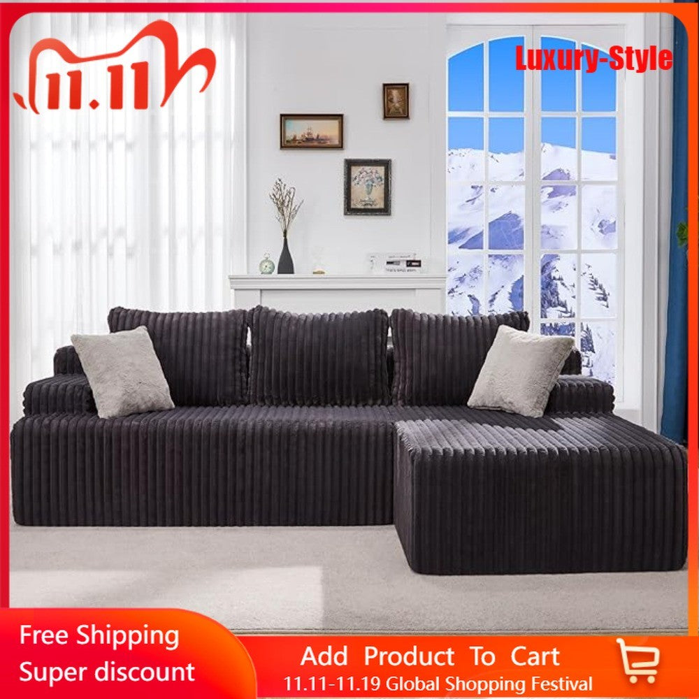 Modular L-Shaped 3-Seat Sectional | Memory Foam with Deep Seating & Storage Modules | Living Room Sofa