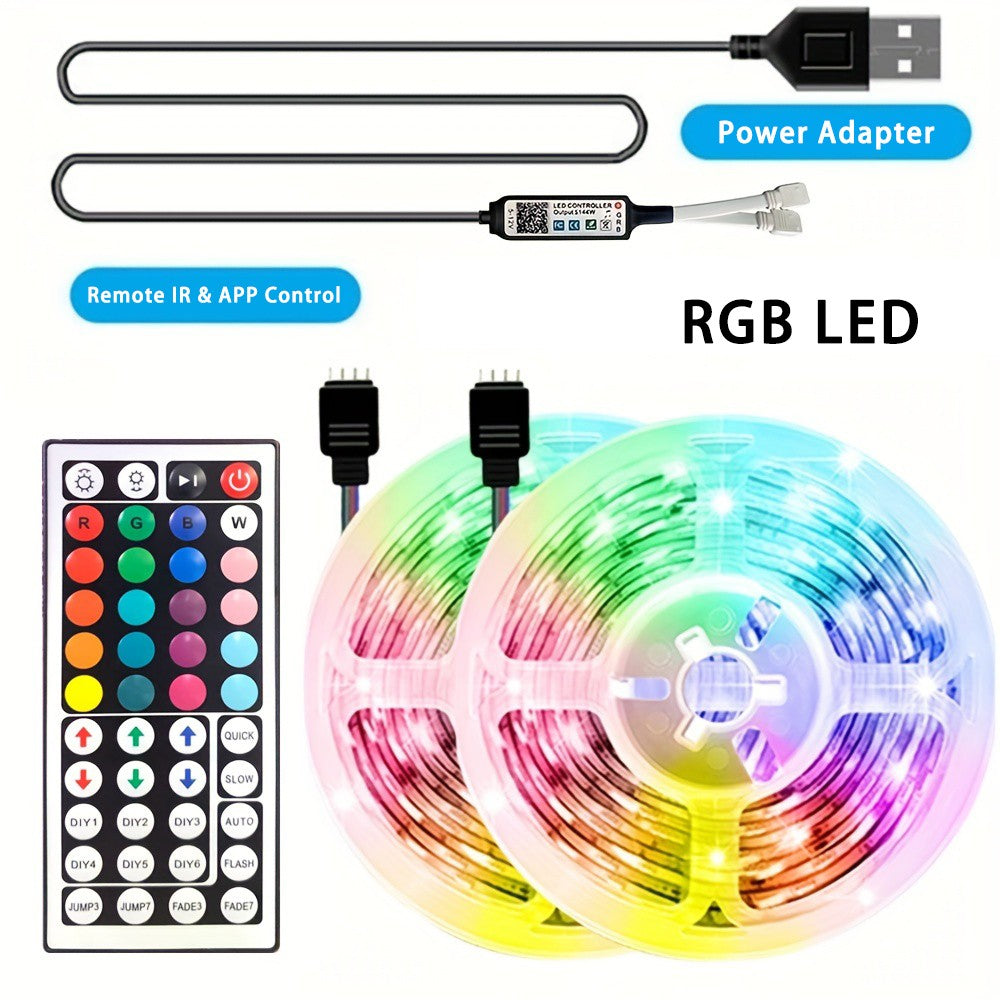 USB LED Strip Light APP Control IR Bluetooth Tape RGB IR Bedroom Living Room Self-adhesive TV Backlight Remote Lamp Diode Lights