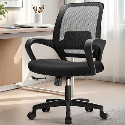 ergonomic mesh office chair with adjustable height, lumbar support, and swivel wheels for comfortable use