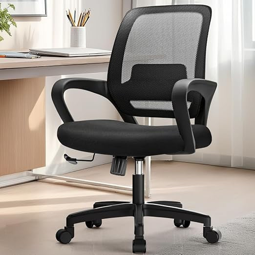 ergonomic mesh office chair with adjustable height, lumbar support, and swivel wheels for comfortable use