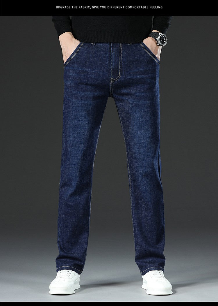 28-40 Large Size Winter Men Plush Thick Fleece Trouser Lambswool Thermal Jeans Casual Pants Windproof Warm Cotton Denim Pants