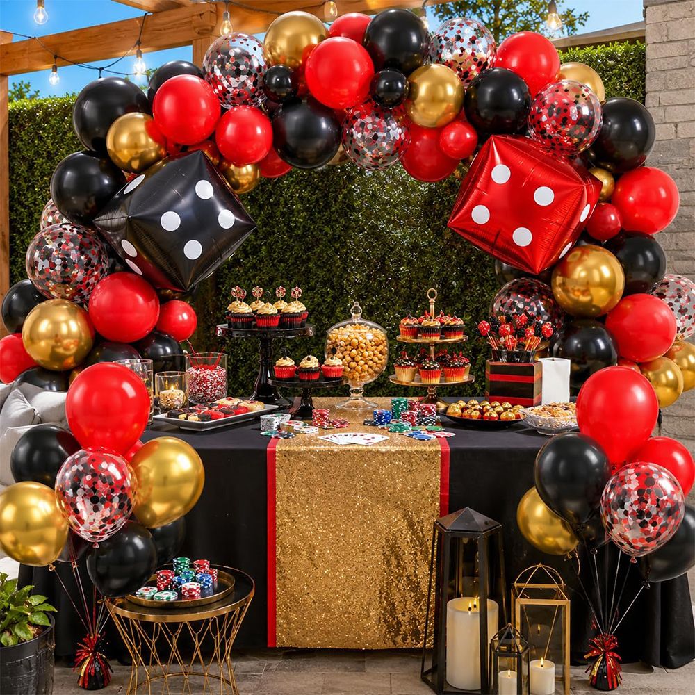 37Pcs/Set Casino Theme Party Decoration Cube Dice Foil Balloon Las Vegas Birthday Party Casino Night Poker Event Party Supplies