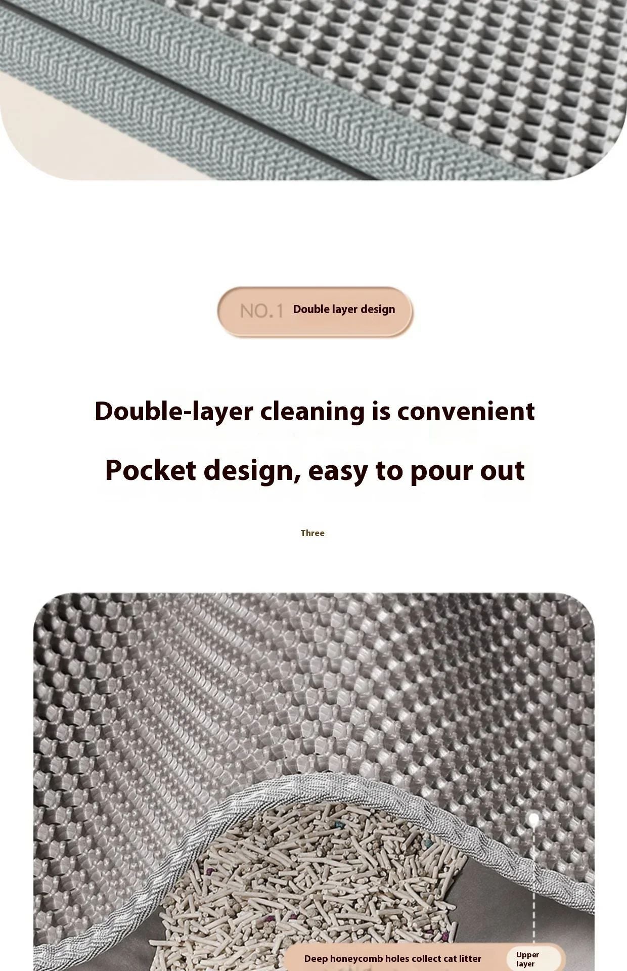 Tapete Higiênico para Gatos, Design de 2 Camadas, Tecnologia Premium de Retenção de Areia, Base Impermeável, Protetor de Chão Antiderrapante para Gatinhos Internos