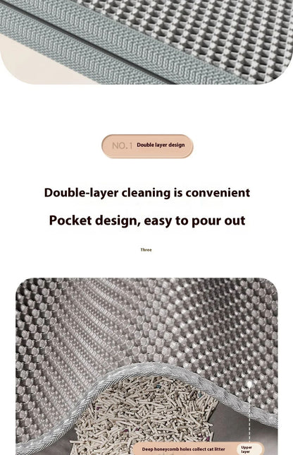 Tapete Higiênico para Gatos, Design de 2 Camadas, Tecnologia Premium de Retenção de Areia, Base Impermeável, Protetor de Chão Antiderrapante para Gatinhos Internos