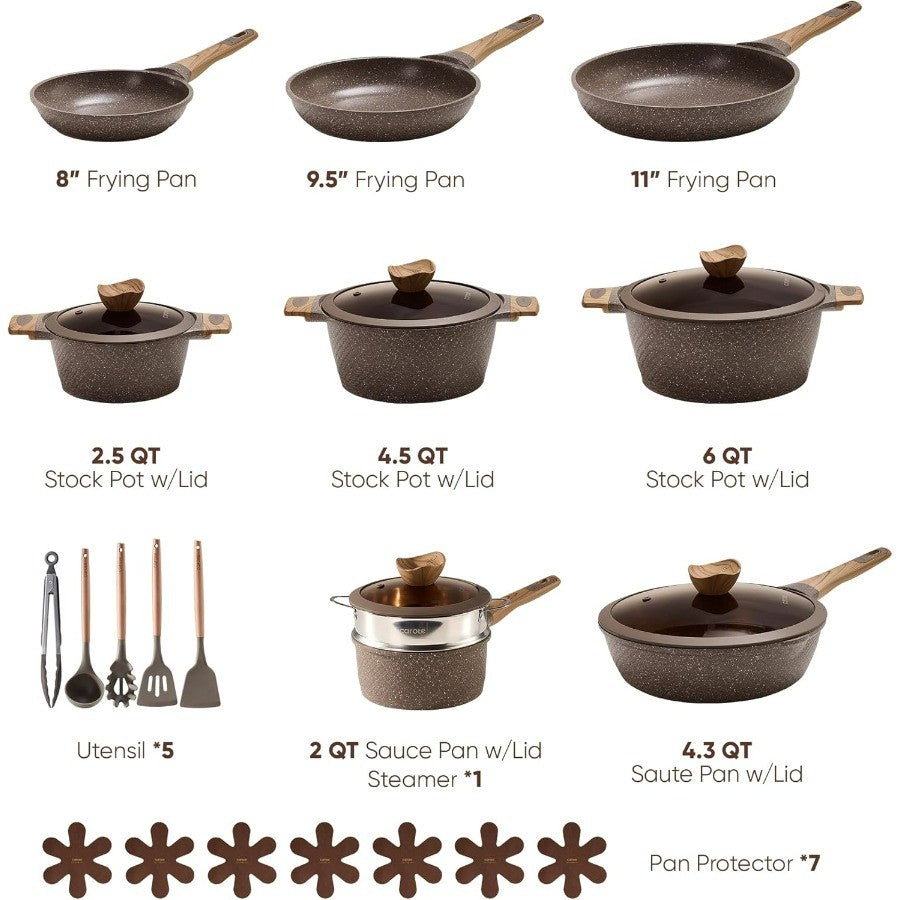 26PCS Pots and Pans Set Non Stick, Cookware Set Pots and Pans Induction Cook Ware, Nonstick Kitchen Cooking, PFOA Free
