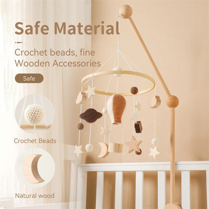 Baby Wooden Bracket Bed Bell 0 6 Months Toy Bracket Accessories Hanging Bracket Soft Mobile On the Bed Baby Room Decoration Crib