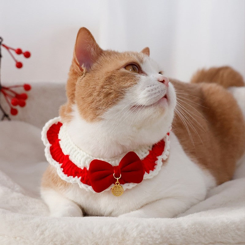 Roupa para cachorro Coleira para gato Roupa para gatos Cachecol de Natal para animais de estimação Coleira de Natal Fofo Doce Decoração para animais de estimação Gravata-borboleta Fantasia de gato Acessórios para gatos