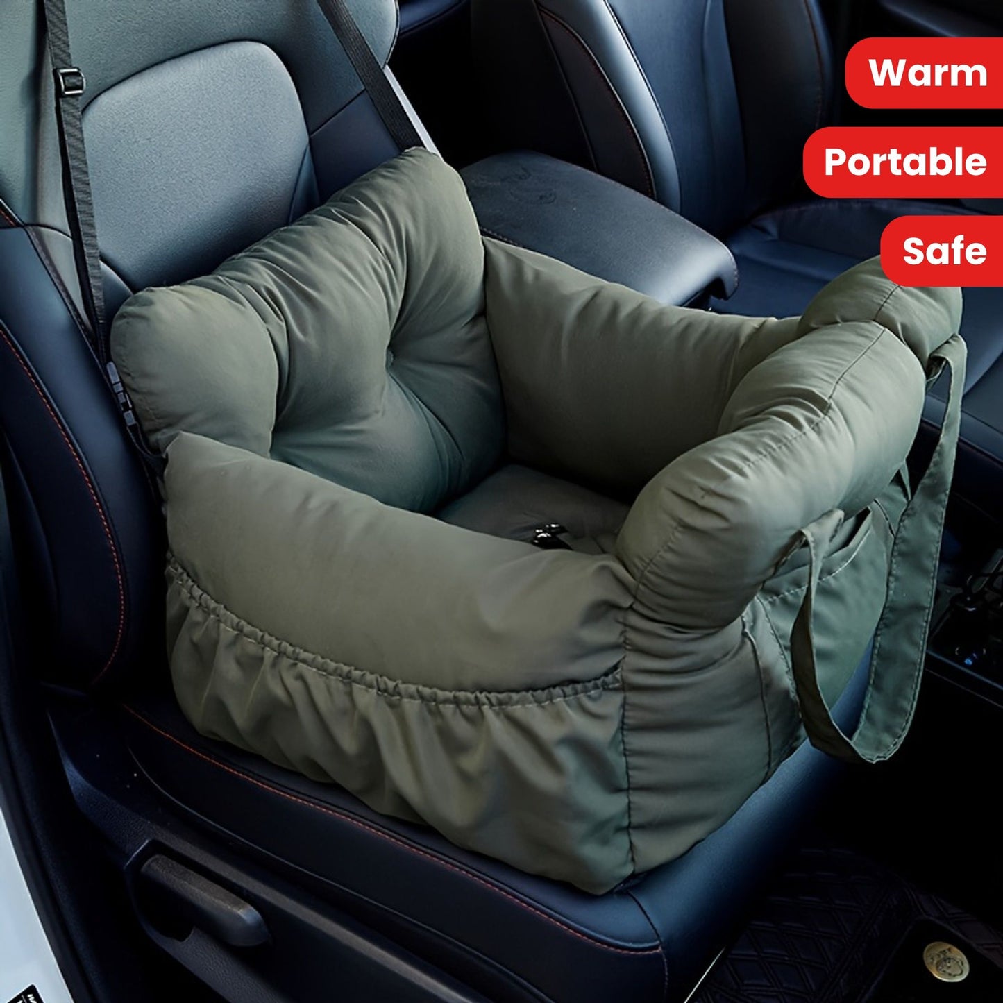 Cadeira de Carro para Cães com Cinto de Segurança - Cama para Pets Antiderrapante para Cães Pequenos, Transportador de Viagem Lavável com Cintas de Segurança para Carro