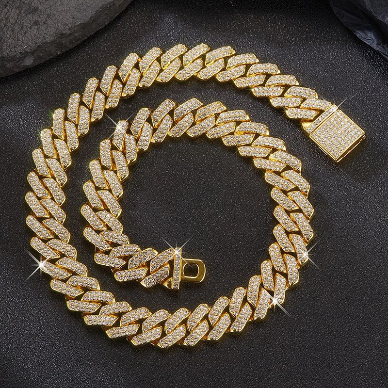 3pcs Necklace+Bracelet+Watch Cuban Chain Watch for Men Hip Hop Miami Curb Iced Out Paved Rhinestone Rapper Cuban men Jewelry set