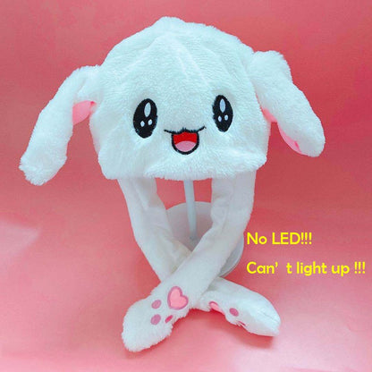 LED Plush Rabbit Hats Glowing Bunny Ears Hat With Moving Ears Cute Spring Cap Adult Children Funny Gift Cosplay Costume