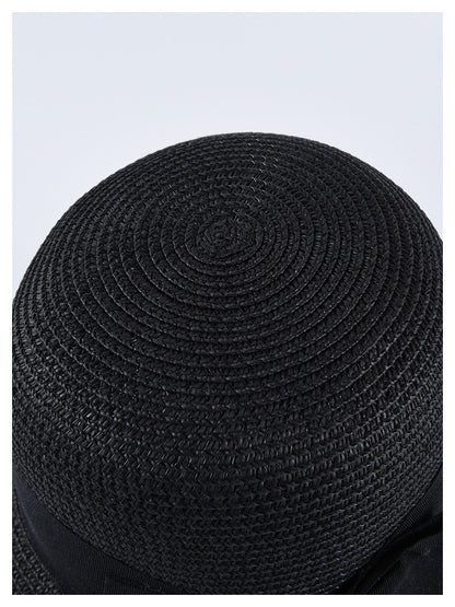 USPOP Novas chapéus de sol femininos moda laço chapéu de palha casual verão aba larga chapéu de praia feminino chapéu de verão