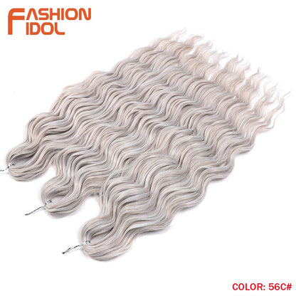 FASHION IDOL Cabelo de Crochê Torção Laranja Extensões de Cabelo Trançado de Onda Profunda Sintética Cabelo Onda de Água 24 Polegadas Fibra Resistente ao Calor