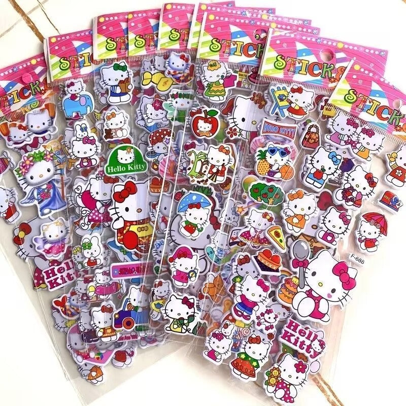 6/12pcs 3D Cartoon Kitty Puffy Stickers Sheets Kids Boys Girls Reward Bulk Assorted Scrapbook Stickers Party Favors Gifts DIY
