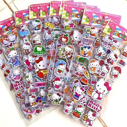 6/12pcs 3D Cartoon Kitty Puffy Stickers Sheets Kids Boys Girls Reward Bulk Assorted Scrapbook Stickers Party Favors Gifts DIY