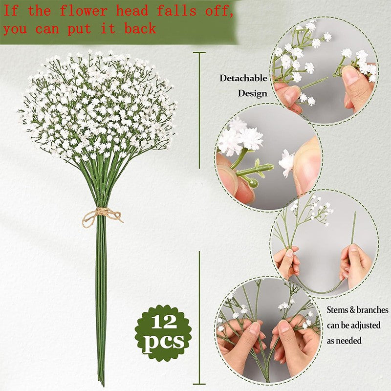 90Heads Artificial Flowers Bouquet 61cm Plastic Gypsophila Fake Flower for Home Decor Wedding Party Decorations Vase Accessories