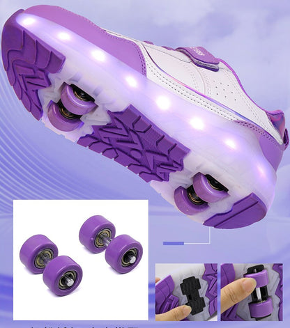 Luminous Roller Skate Shoes Wheels Removeable Sneakers Kids Roller Shoes USB Charge Light Up Sport Skate Board Shoes Boys Girls