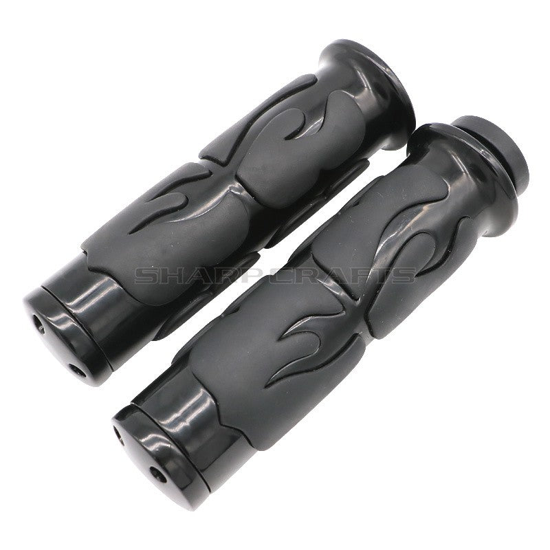 1" 25mm & 7/8'' 22mm Billet Rubber Flame Spike Hand Grips For Harley Honda Kawasaki Suzuki Yamaha  Bikes Cruiser Chopper Custom
