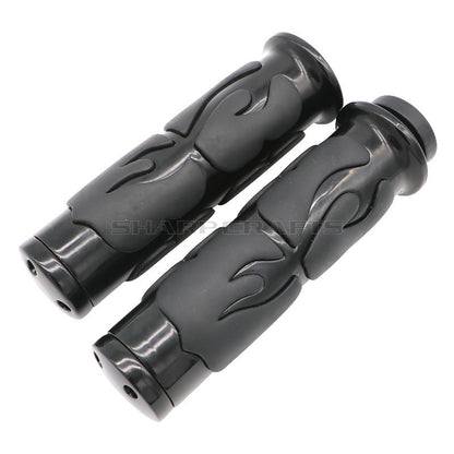 1" 25mm & 7/8'' 22mm Billet Rubber Flame Spike Hand Grips For Harley Honda Kawasaki Suzuki Yamaha  Bikes Cruiser Chopper Custom
