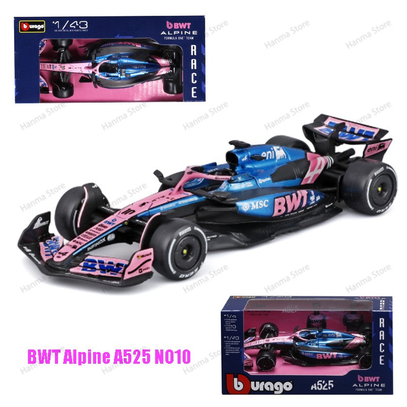 Bburago 1:43 Carro de Fórmula 1 McLaren Mercedes Ferrari SF25 Redbull Racing AlpineA525 Miniatura Colecionável de Metal Fundido Verstappen