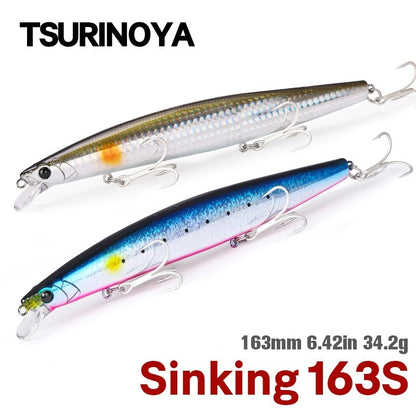TSURIKNOYA STINGER 163S Isca Artificial Minnow de Fundo para Água Salgada com Lançamento Ultra Longo 163mm 34.2g Iscas Rígidas para Robalo