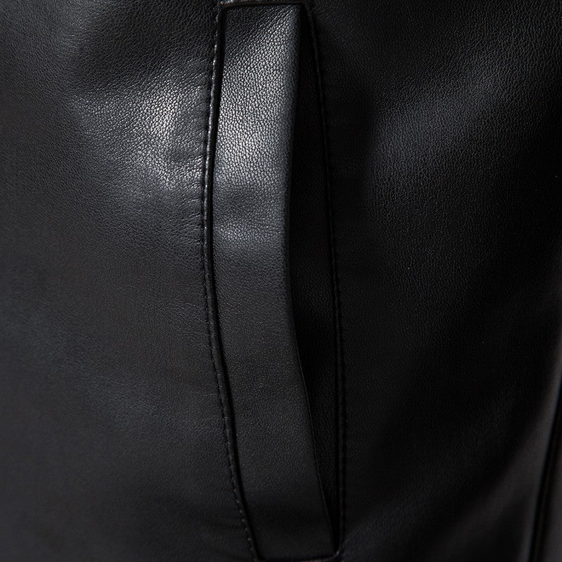 2024 Leather Men's New Trend Fashion Spring And Autumn Stand Collar Comfortable Slim Leather Jacket Handsome Youth Coat