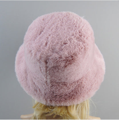 Chapéus de pele de coelho falso supermacios estilo novo 2025, forro de algodão para mulheres, gorros de esqui de moda russa quentes, cor sólida de pelúcia