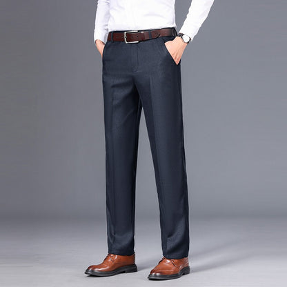 Top Quality 100% Cotton New Brand Casual Fashion Business Straight Long Dress Pants High Waist Trousers Men's Clothing