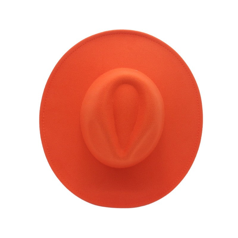 9.5cm Wide Brim Fedora Hats with Brown Belt Autumn Winter Women Party Top Hat Men Jazz Retro Cowboy Felt Cap Panama Sun Hat