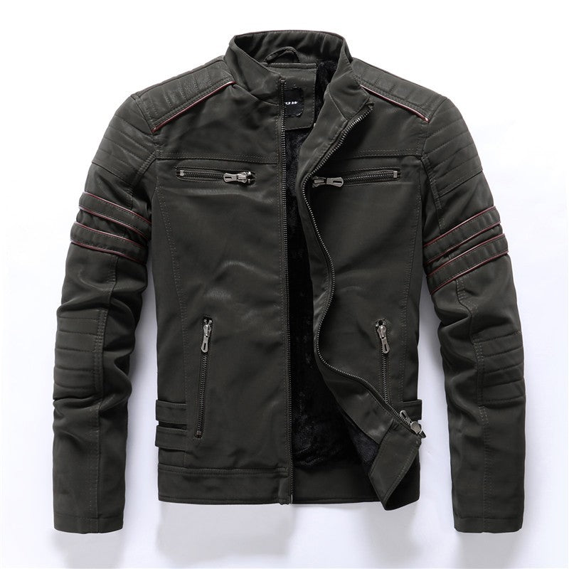 Casual Motorcycle Winter Men Winter Brand Leather Jacket Inner Fleece PU Coat Faux Leather Jackets Mens Clothing Streetwear