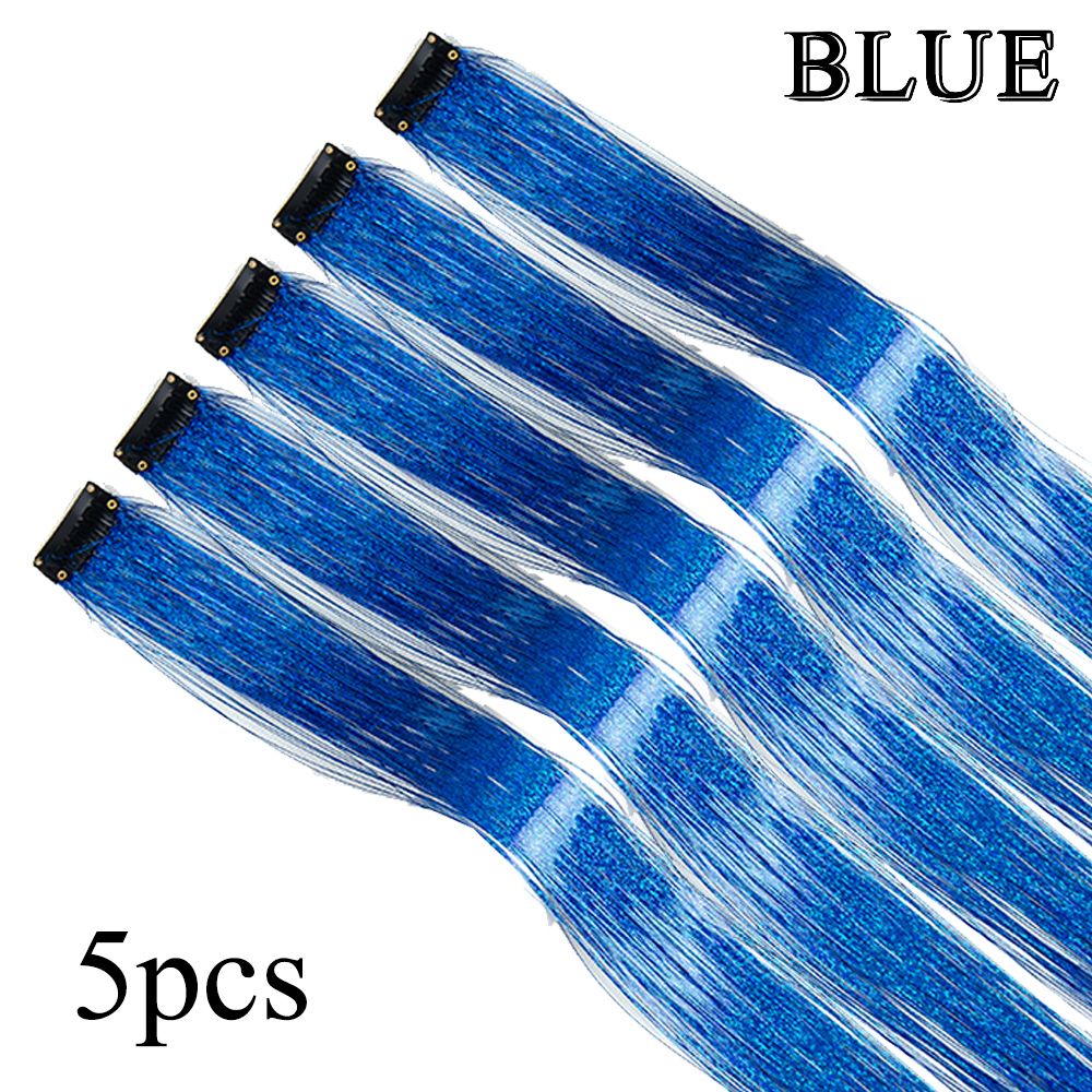 5 Unidades/Pacote Extensões de Cabelo Cintilantes Presilhas Arco-Íris Brilhantes Mechas de Cabelo Resistentes ao Calor Extensões de Cabelo Cintilantes para Tranças