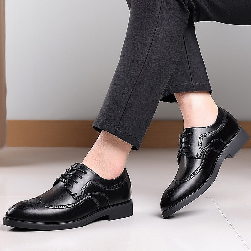 Men's Elegant British Brogue Derby Shoes Lace-Up Patchwork Breathable Formal Dress Shoes Business Wedding Thanksgiving Christmas