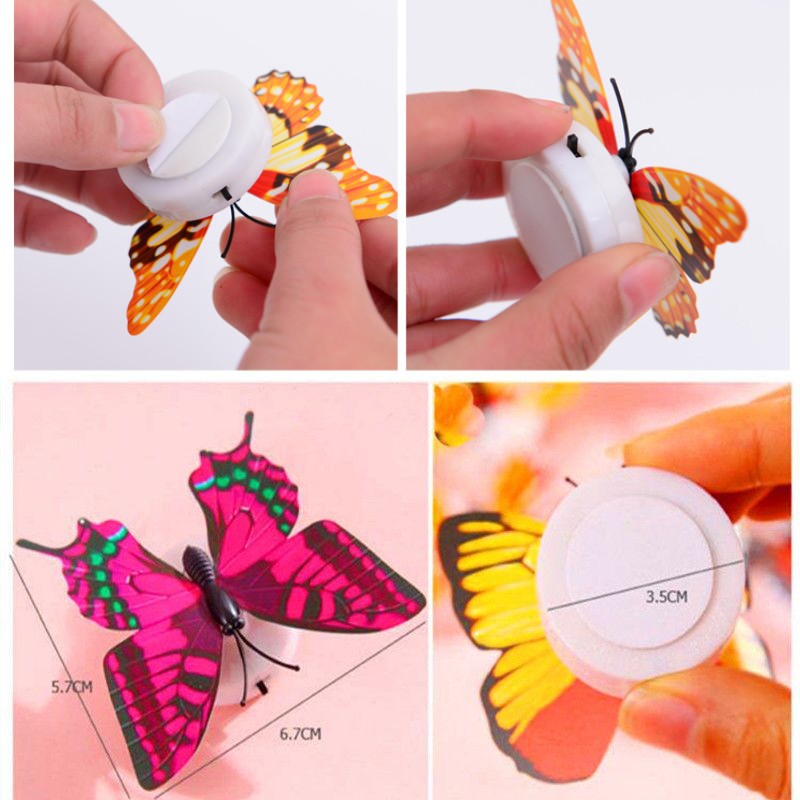 5 Pcs Butterfly Night Light Creative Funny Colorful Glowing Butterfly Light Stickable Flashing LED Lights House Decorative Wall