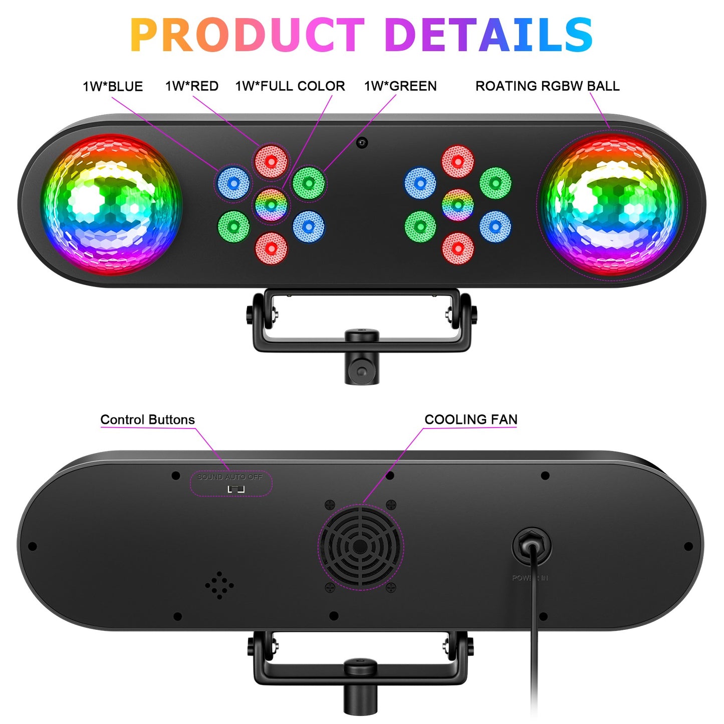 30W RGB 3in1 Bracket Effect Lights Dyeing Magic Ball Lights Remote Control Stage Effect Lighting Projector for DJ Party Concert