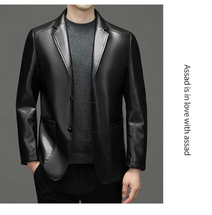 2025 Autumn Winter Men's Genuine Leather Blazers Jackets Slim Fit Suits Coats Business Casual Genuine Leather Suits Jackets Male
