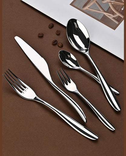 5Pcs 304 stainless steel cutlery set steak knife and fork Hotel restaurant kitchen Home commercial high-end dinnerware
