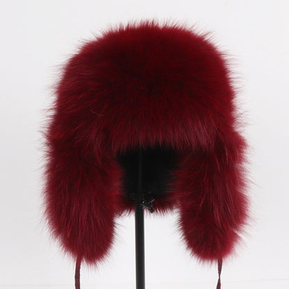 2025 Novo Chapéu Feminino Ushanka Russo de Pele de Raposa Natural Inverno Grosso Quente Orelhas Moda Chapéu Bomber Senhora Gorro Genuíno de Pele de Raposa Real