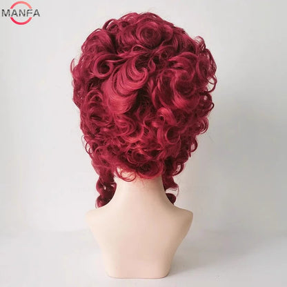 Perucas de Cosplay Maria Antonieta Princesa Médio Encaracolado Resistente ao Calor Peruca de Cabelo Sintético + Touca de Peruca