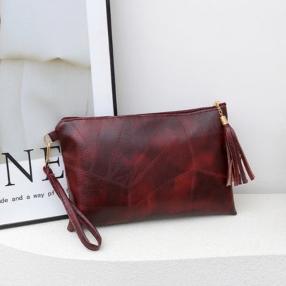 Casual Tassel Handheld Bag Korean Style Solid Color Zipper Coin Purse PU Leather Handbag Small Item Bag Men
