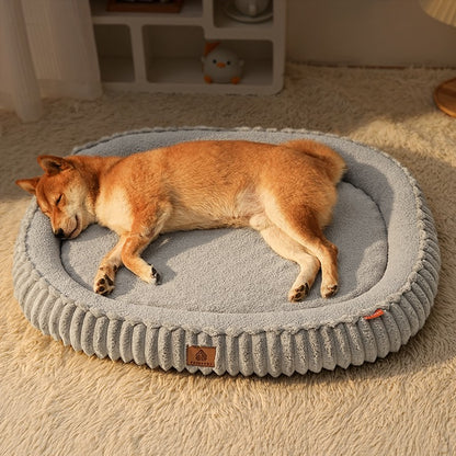 Flannel Dog Bed Autumn Winter Thickening Warmth Ellipse Dog Sofa Beds Bottom Detachable Soft Plush Pet Pad Dogs Accessories