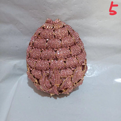 Luxury Women Pink Flower Clutch Bags Stone Evening Bags Bridal Rhinestone Handbags Wedding Clutches Bags Dinner Minaudiere Purse