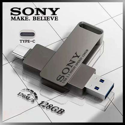 SONY USB 2TB Flash Pen Drive 2 in 1 OTG USB 3.1 Metal Memory Stick Dual C Pendrive 128GB 256GB 512GB 1TB High-Speed Storage De