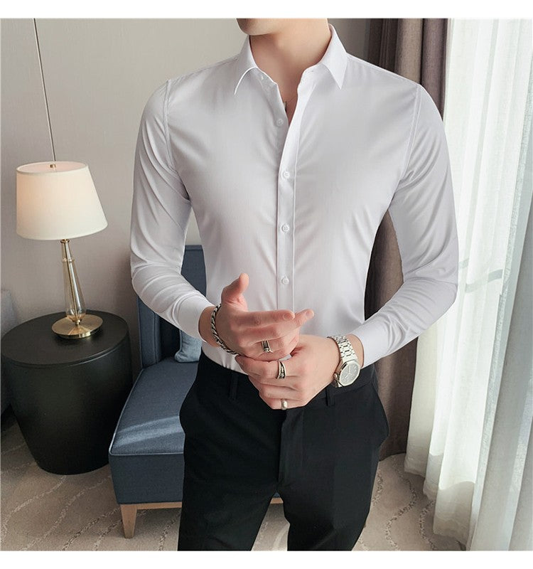 Plus Size S-7XL High Quality Men Dress Shirt 2024 Autumn Long Sleeve Solid Business Slim Shirts Homme Dress Social Casual Shirt