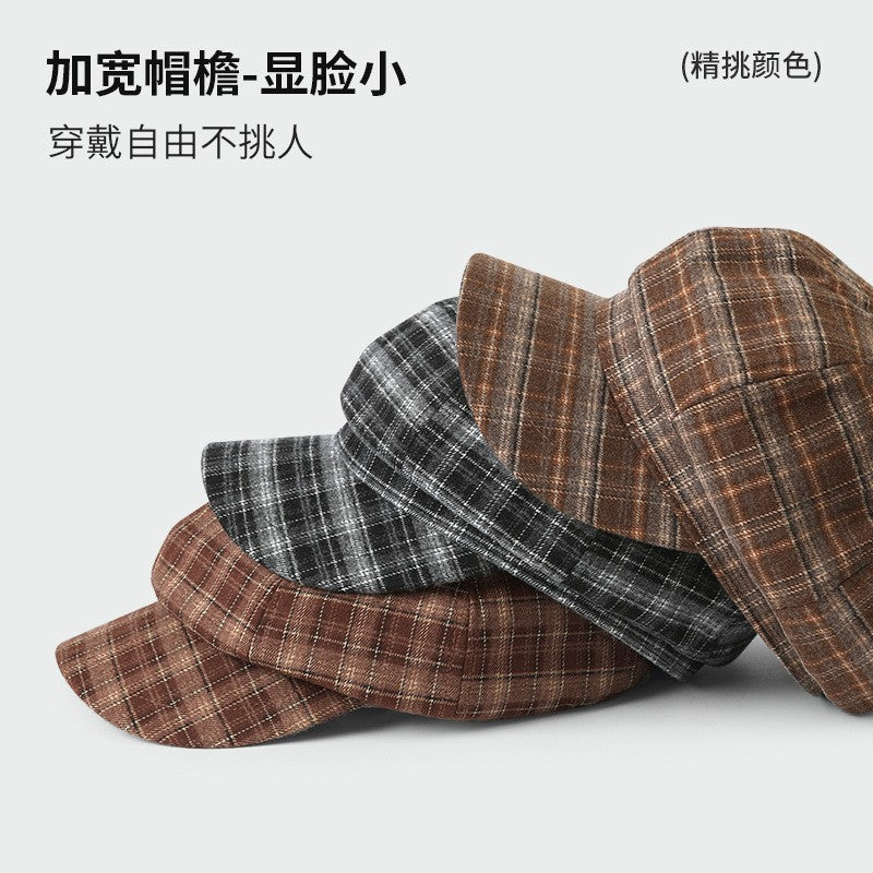 Vintage Plaid Newsboy Cap Women Men British Style Retro Artistic Octagonal Hat Female Male Casual Painter Cap Unisex Fall Winter