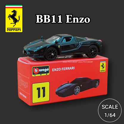 Bburago 1/64 Ferrari Car Miniature Model, BB10 488 GTB Scale Lefarrari F40 F50 F12tdf 458 Spider Diecast Vehicle Replica Toy