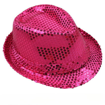British Top Jazz Hat Bucket Hat Men Women Stage Performance Sequin Hat Shining Christmas Fedoras Party Parent Child Hat Hollween