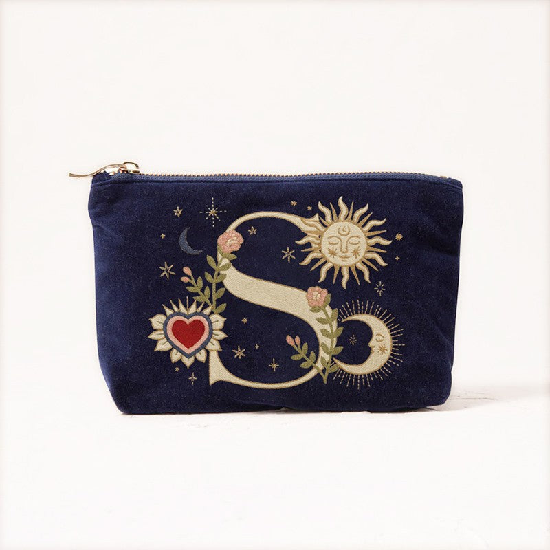 Velvet Handbag Vintage Printed Letter Pattern Makeup Bag