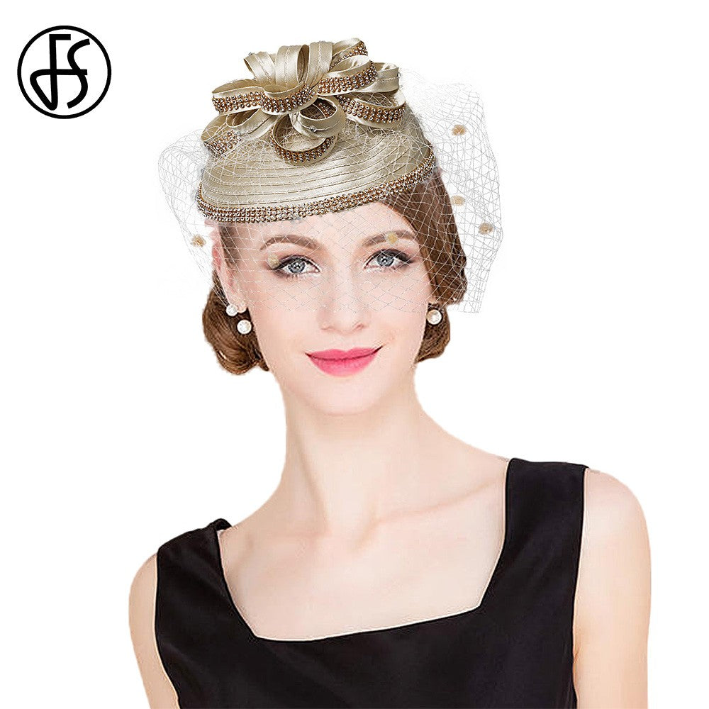 FS Red Wedding Fascinators Pillbox Hats para Mulheres com Véu de Flores Chapéu para Igreja Kentucky Derby Boné Cocktail Tea Party Chapéu de Cabeça