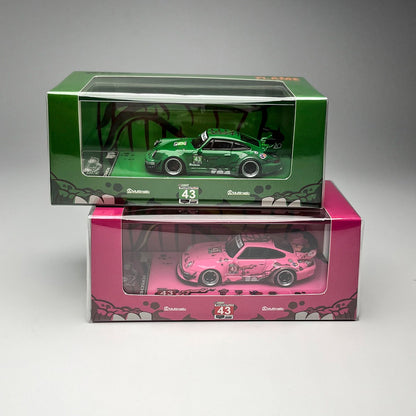 In-Stock Flame 1:64 Rwb 993 964 Pink/Green Dinosaur Paint Simulation Alloy Miniature Die-Cast Car Model Custom Children Toy Gift
